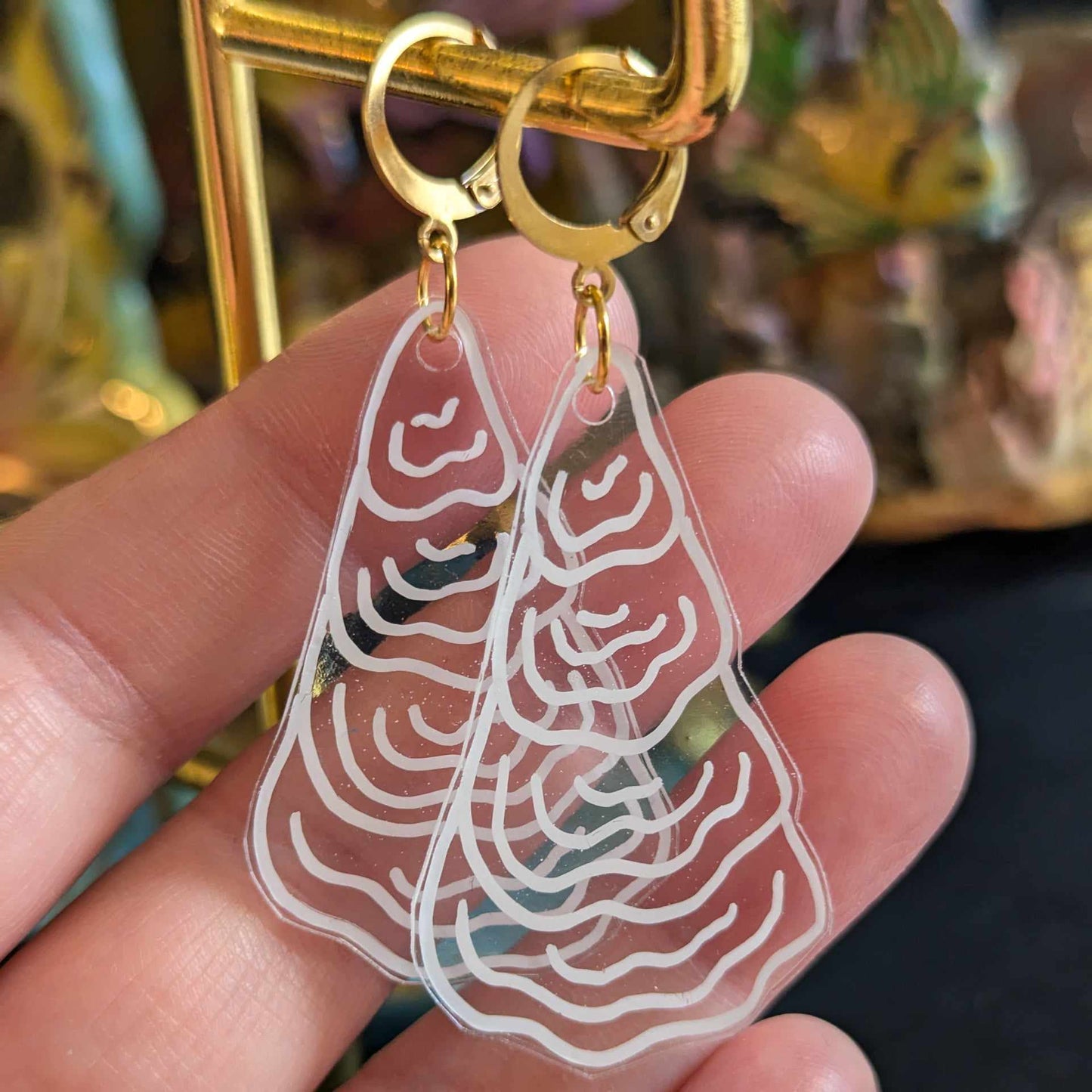 Paire boucles d'oreilles - Huitres Blanches