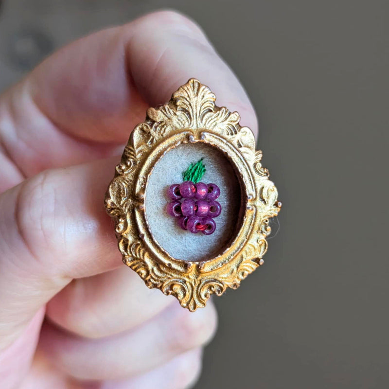 Broche - Cadre - Baie d'été - Framboise
