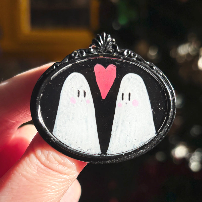 Broche - Cadre - Portrait Hanté Peint noir