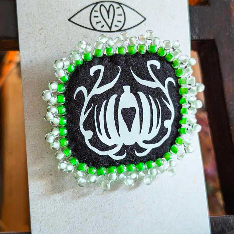 Broche Citrouille Rectangulaire - Vert Fluo