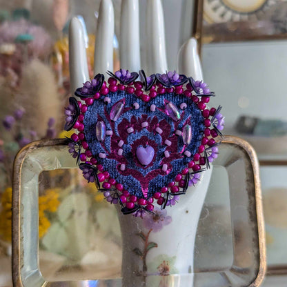 Broche Chatoyante - Coeur Bleu & Violet