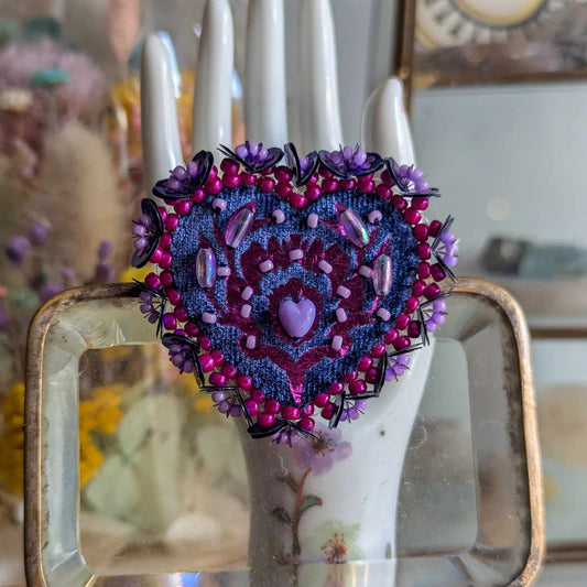 Broche Chatoyante - Coeur Bleu & Violet