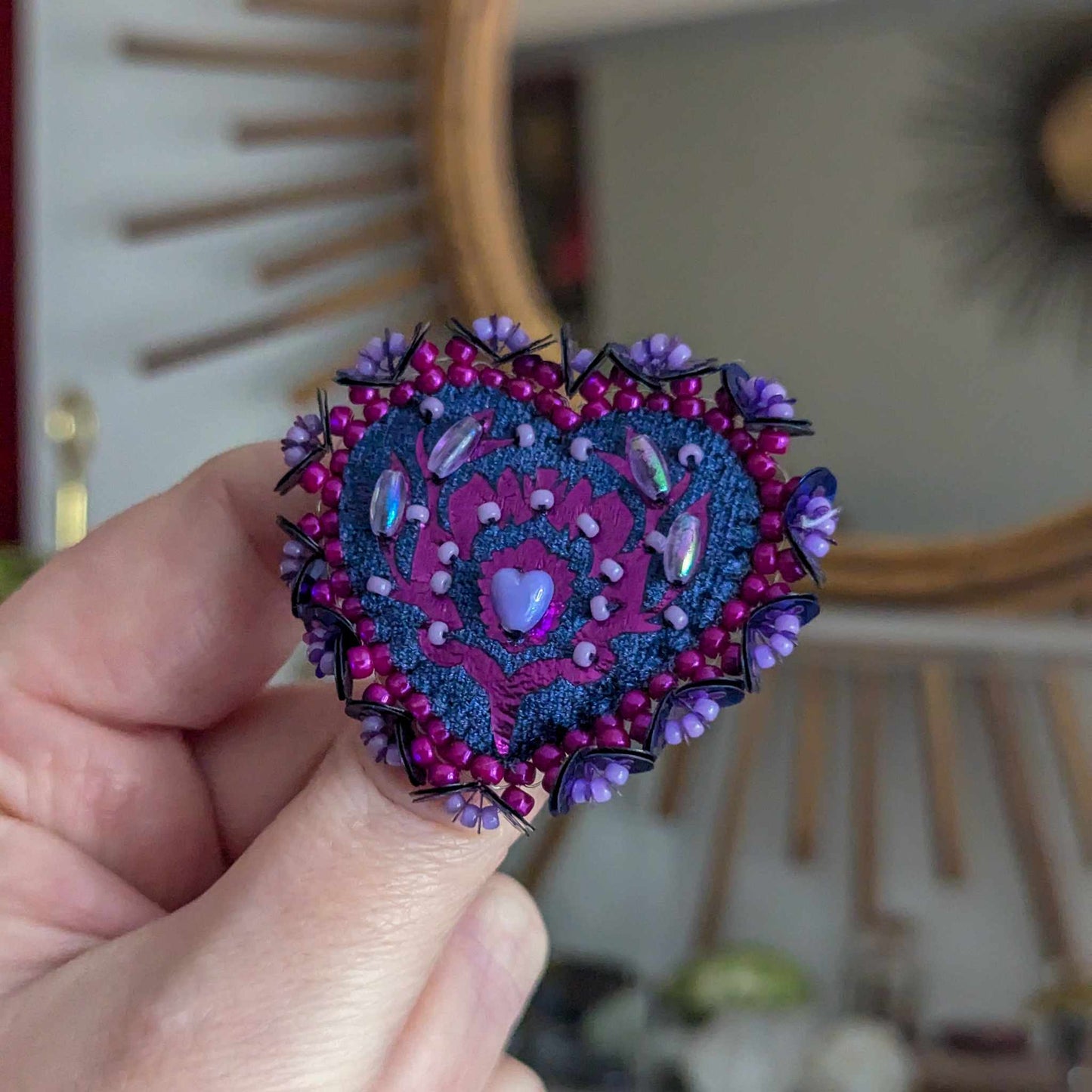 Broche Chatoyante - Coeur Bleu & Violet