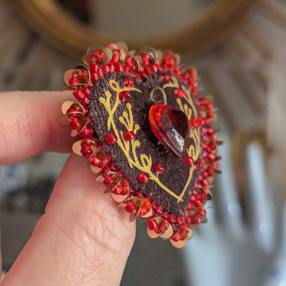 Broche Chatoyante - Coeur Rouge