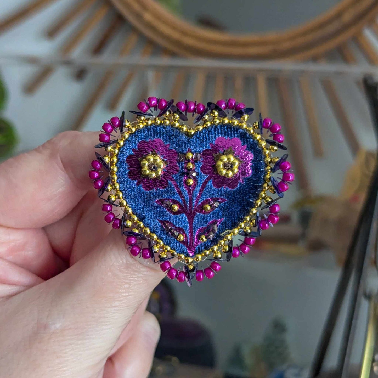 Broche Chatoyante - Coeur Bleu & Violet