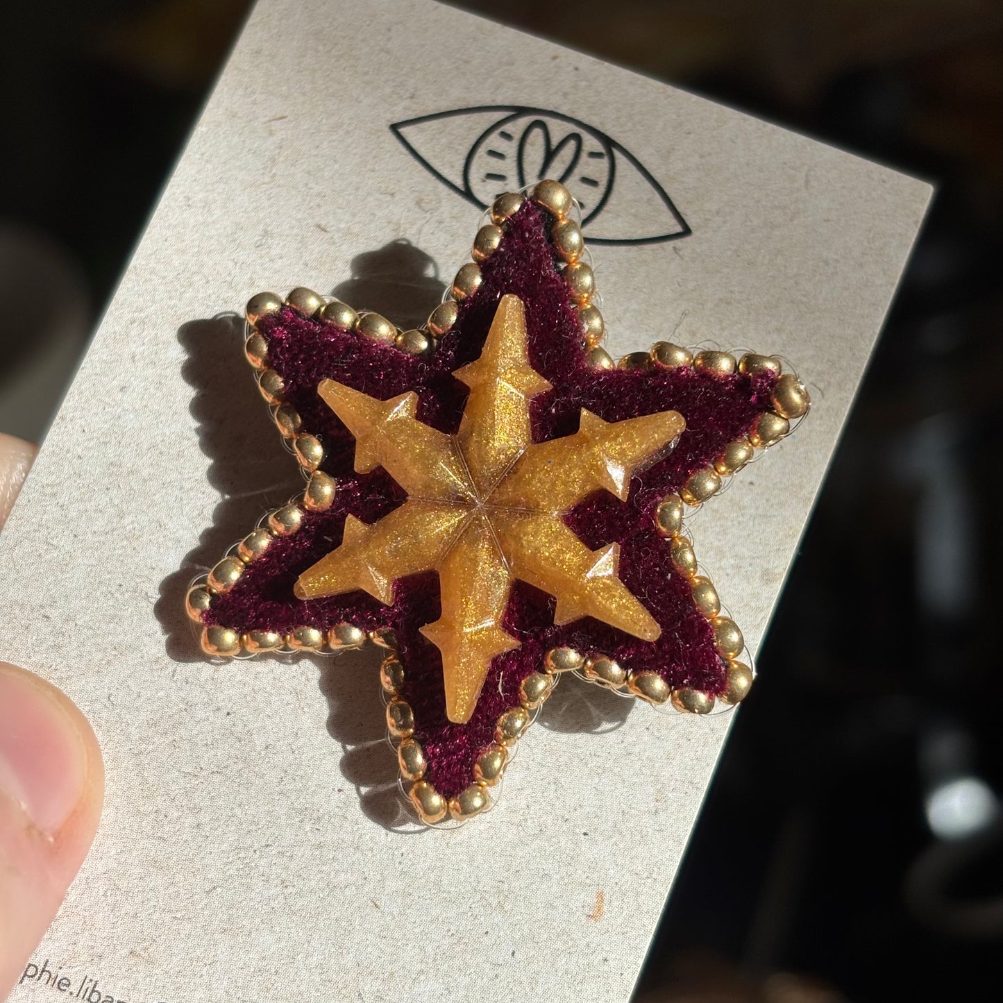 Broche - Etoile Bordeaux & Or