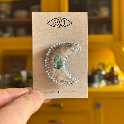 Broche - Lune Pluie Argentée