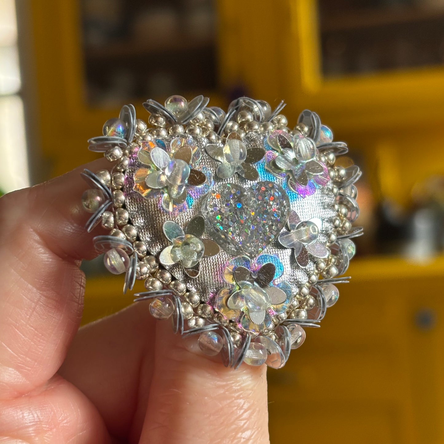 Broche Chatoyante - Coeur Argent