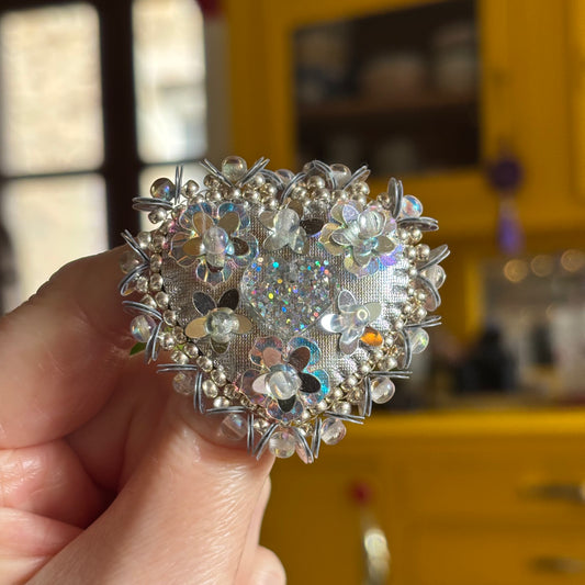 Broche Chatoyante - Coeur Argent