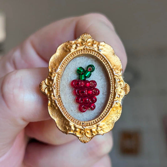 Broche - Cadre - Baie d'été - Rouge