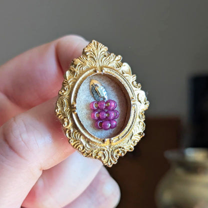 Broche - Cadre - Baie d'été - Framboise