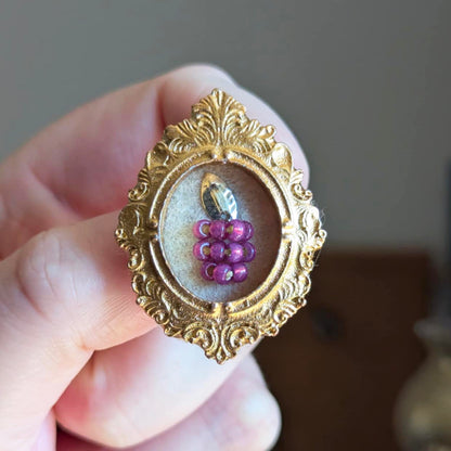 Broche - Cadre - Baie d'été - Framboise