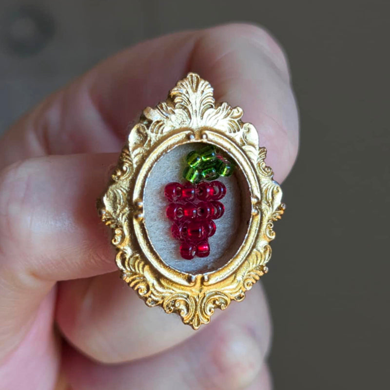 Broche - Cadre - Baie d'été - Rouge