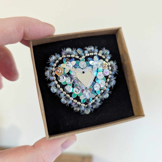 Broche Chatoyante - Coeur Argent