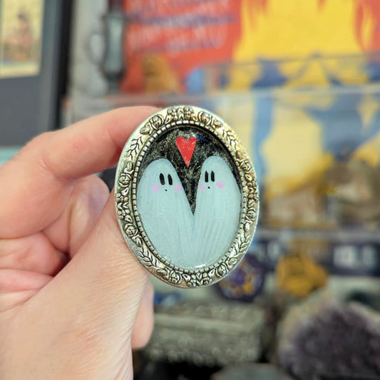 Broche - Cadre - Portrait Hanté Peint argenté