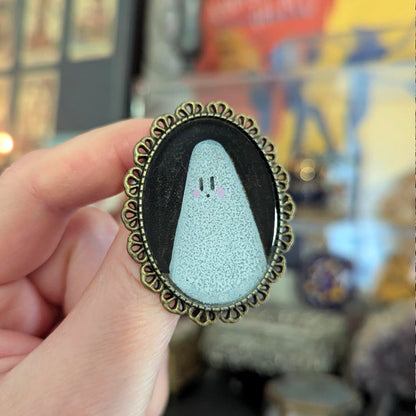 Broche - Cadre - Portrait Hanté Peint bronze