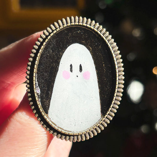 Broche - Cadre - Portrait Hanté Peint bronze