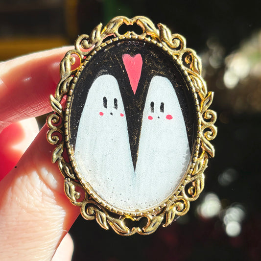 Broche - Cadre - Portrait Hanté Peint doré