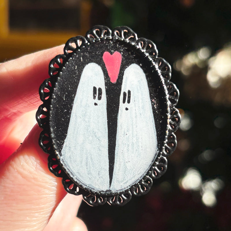 Broche - Cadre - Portrait Hanté Peint noir