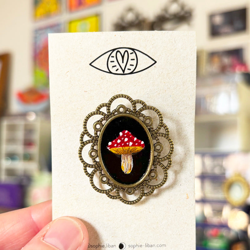 Broche - Support métalique peinture originale - 1