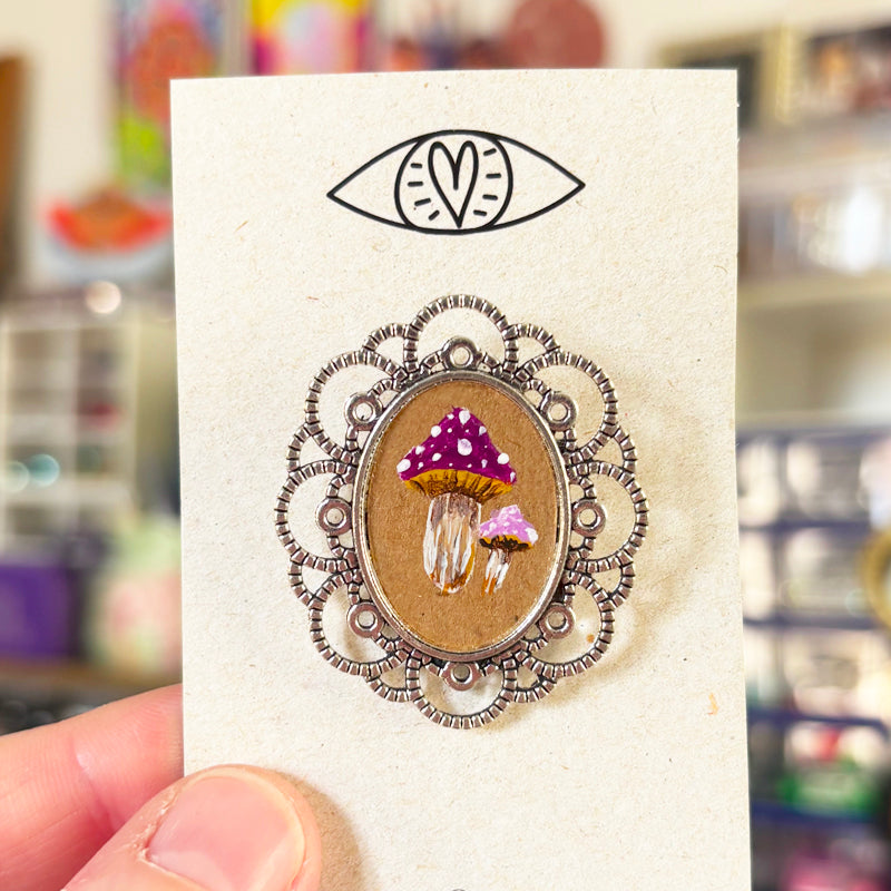 Broche - Support métalique peinture originale - 13