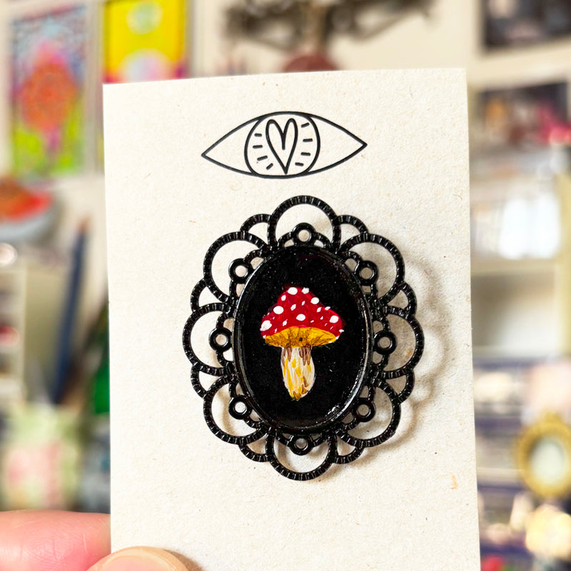 Broche - Support métalique peinture originale - 2