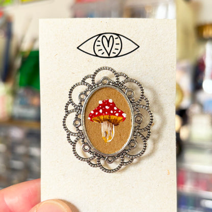 Broche - Support métalique peinture originale - 3