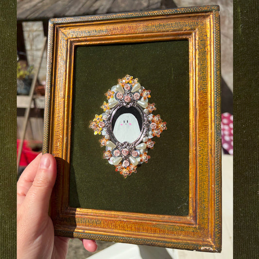 Portrait Hanté - Cadre vintage en bois