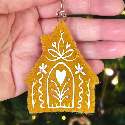 Suspension PHOSPHORESCENTE - Maison de sorcière - Mauve et jaune