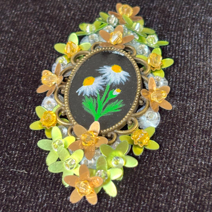 Portrait Bucolique - Moyen tambour bois - Marguerites