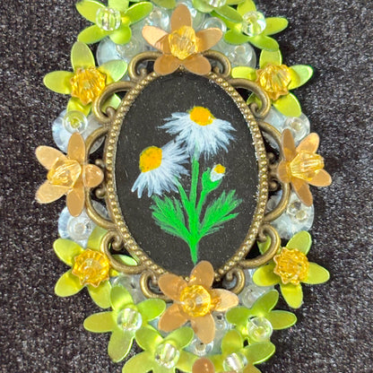 Portrait Bucolique - Moyen tambour bois - Marguerites