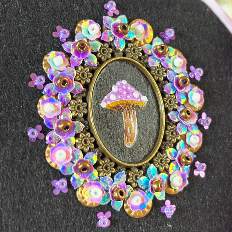 Portrait Champignon - Petit tambour bois - Mauve