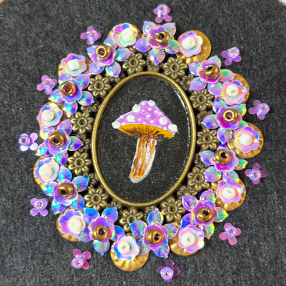 Portrait Champignon - Petit tambour bois - Mauve