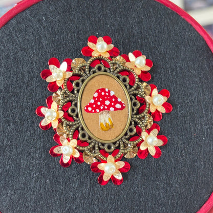 Portrait Champignon - Moyen tambour bois - Rouge