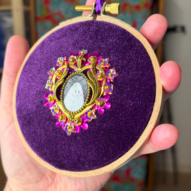 Portrait Hanté - Moyen tambour bois - Purple Witch