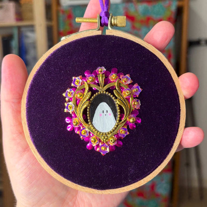 Portrait Hanté - Moyen tambour bois - Purple Witch