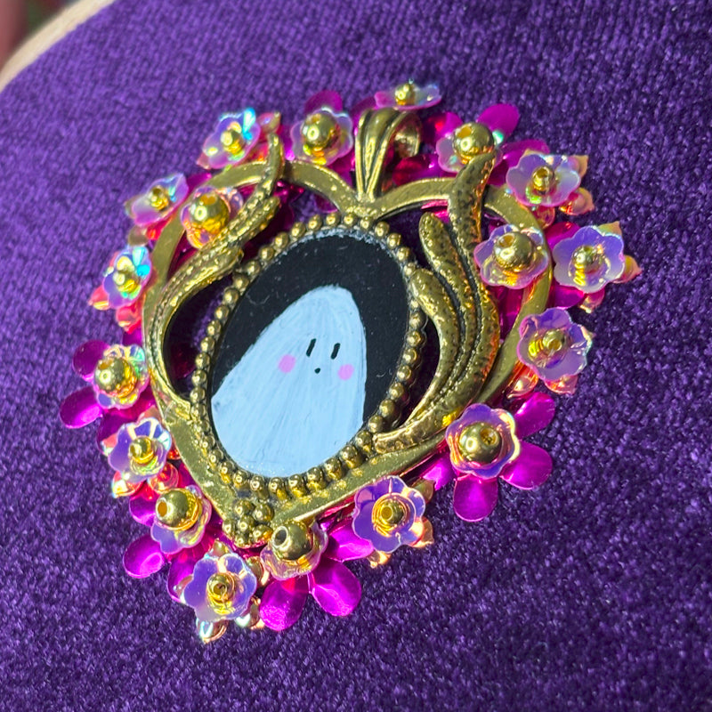 Portrait Hanté - Moyen tambour bois - Purple Witch