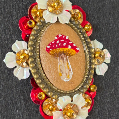 Portrait Champignon - Petit tambour bois - Rouge