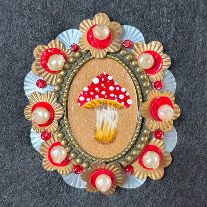 Portrait Champignon - Petit tambour bois - Rouge