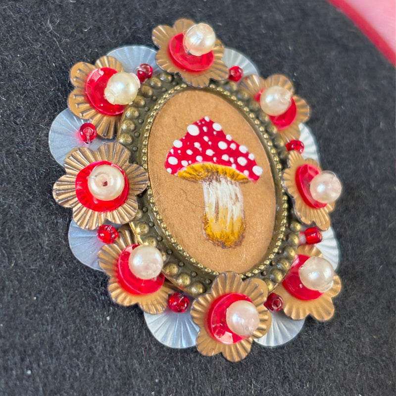 Portrait Champignon - Petit tambour bois - Rouge