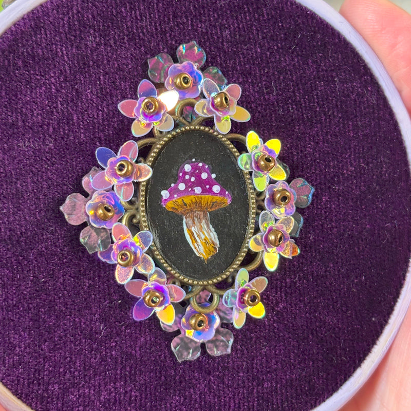 Portrait Champignon - Petit tambour bois - Violet
