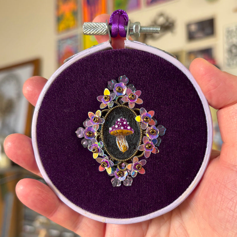 Portrait Champignon - Petit tambour bois - Violet